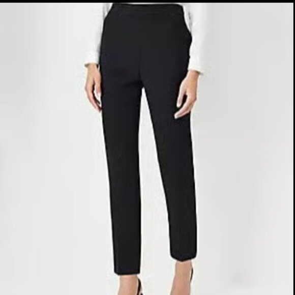 ANN TAYLOR SIDE ZIP ANKLE PANT in FLUID CREPE BLACK NWOT $120 14 - Picture 1 of 9